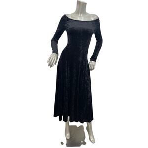 Bonnie Strauss Vintage 90s crushed velvet fit & flare dress dark brown  Size S